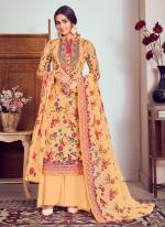 Lawn Cotton Pastel Orange Party Wear Digital Print Plazzo Salwar Suit